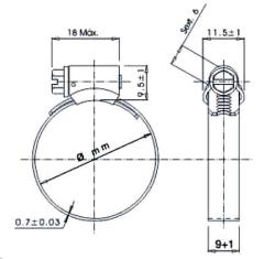 Desenho abraçadeira inox modelo Micro