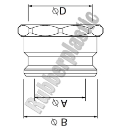 desenho técnico do engate adaptador rosca fêmea em aluminio