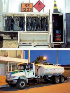 Aplicação da mangueira para descarga de gasolina e diesel
